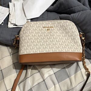 Michael Kors Beige and Tan Crossbody Bag